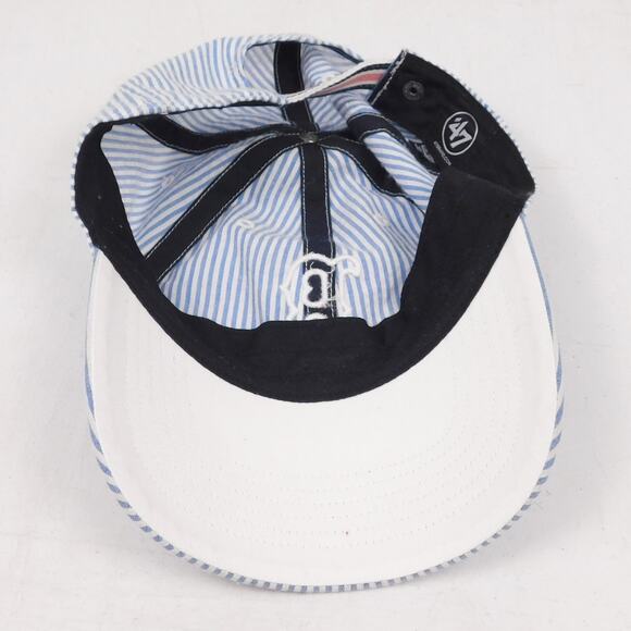 47 Brand Boston Red Sox Seersucker Hat Blue Stripes Pink Logo Adjustable - Picture 6 of 8